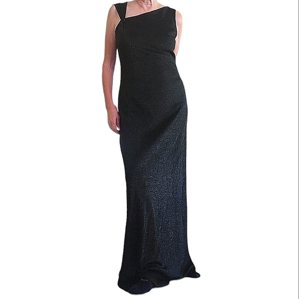 David Meister Shimmer Cocktail Special Occasion Maxi Dress sz 8 black